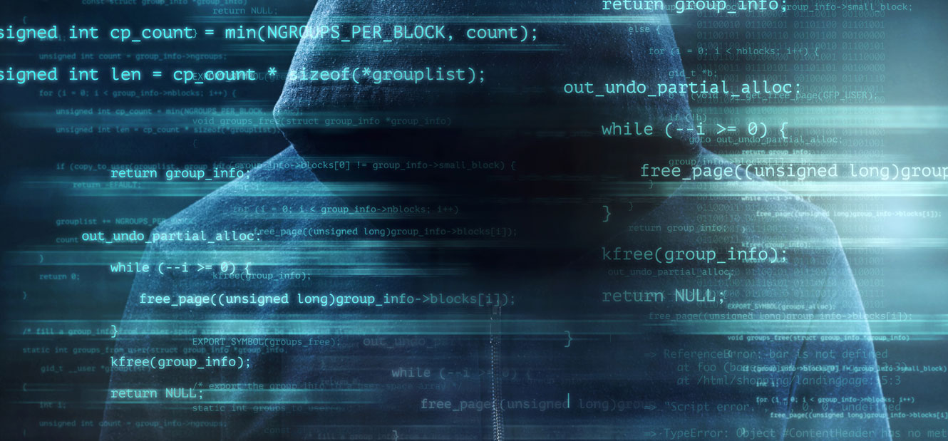 Digitally enhanced shot of computer code superimposed over an unrecognizable person in a hoodie stock photo
