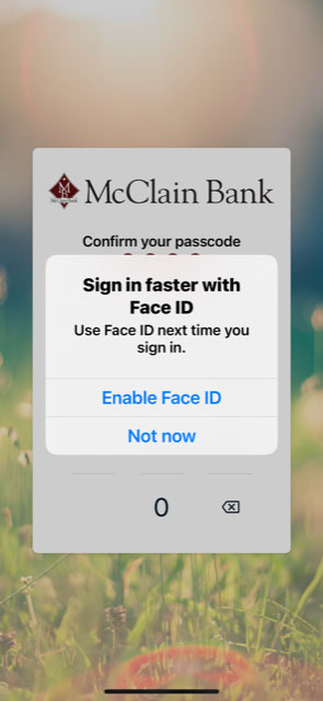 Screenshot of mobile banking biometric sign-in authorization.